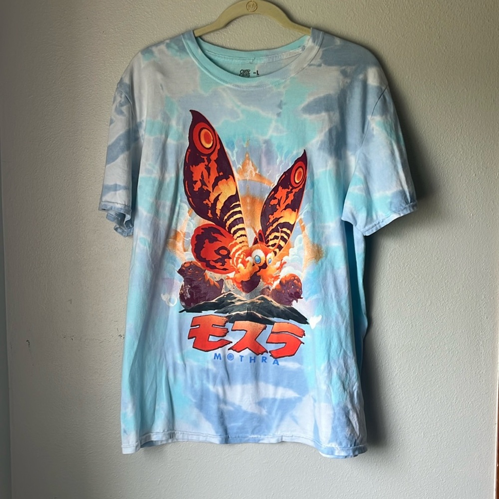 Mothra Godzilla Tshirt blue tie dye size Large